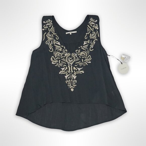 Tularosa Black Embroidered Sleeveless Top - XS - Picture 1 of 2